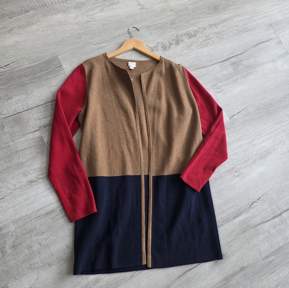 J CREW Vanessa Color Block Cardigan Sweater SZ M Open Jacket Nwot - Picture 3 of 8